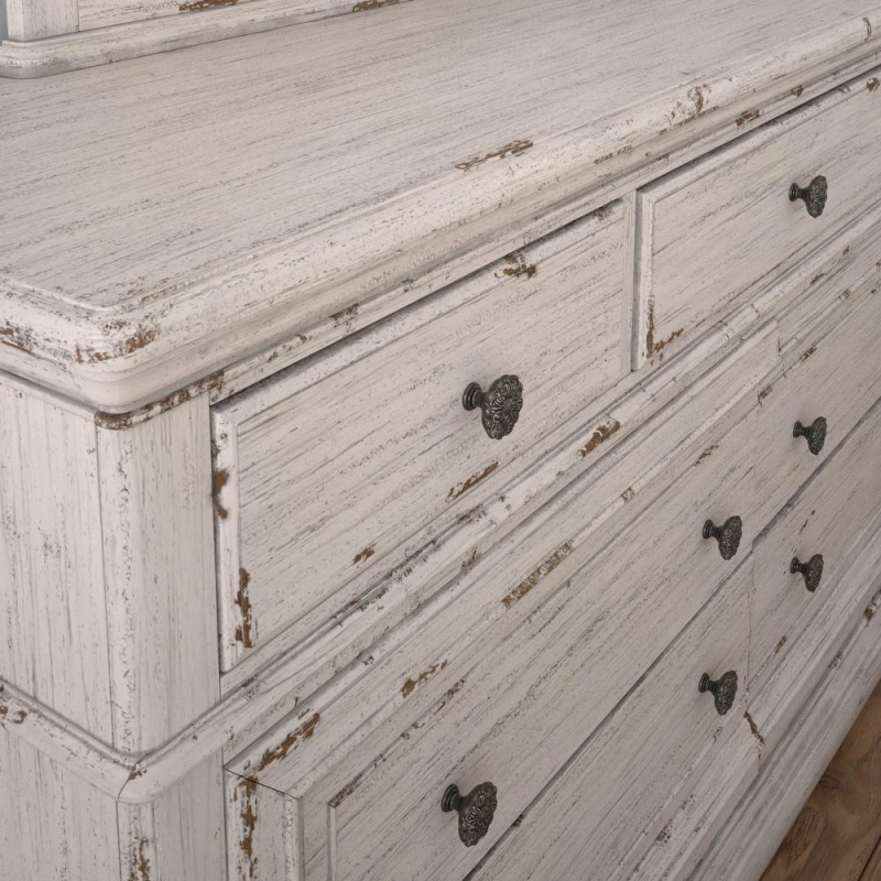 Providence Seven Drawer Dresser, Antiqued White