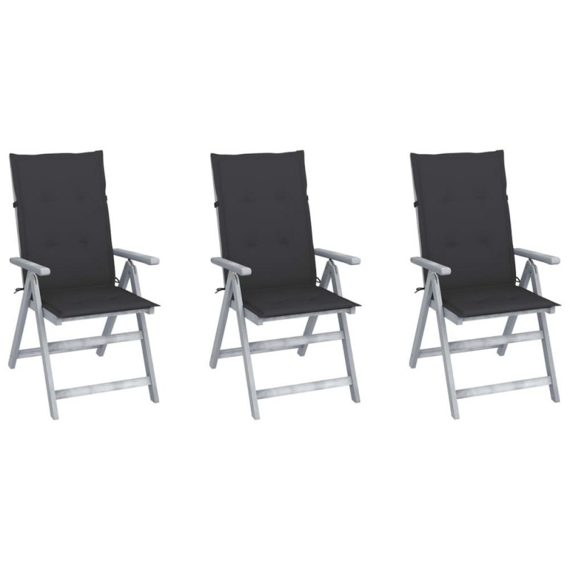 Vidaxl Garden Reclining Chairs 3 Pcs With Cushions Solid Acacia Wood 4728