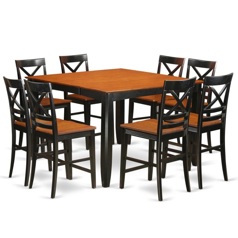 9 Pc Counter Height Dining Set with Kitchen Table and 8 Bar Stools