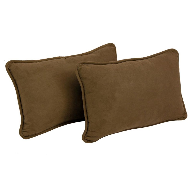 20-Inch By 12-Inch Double-Corded Solid Microsuede Back Support Pillows With Inserts (Set Of 2) 9811-Cd-S2-Ms-Ch