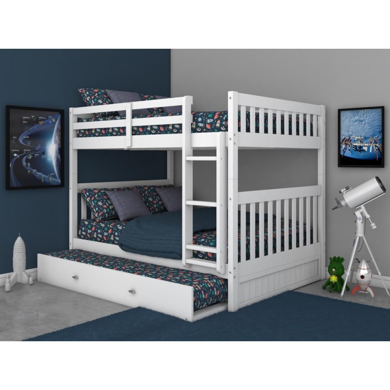 Os Home And Office Furniture Model Full Over Full Bunk Bed With Twin Sized Trundle In Casual White