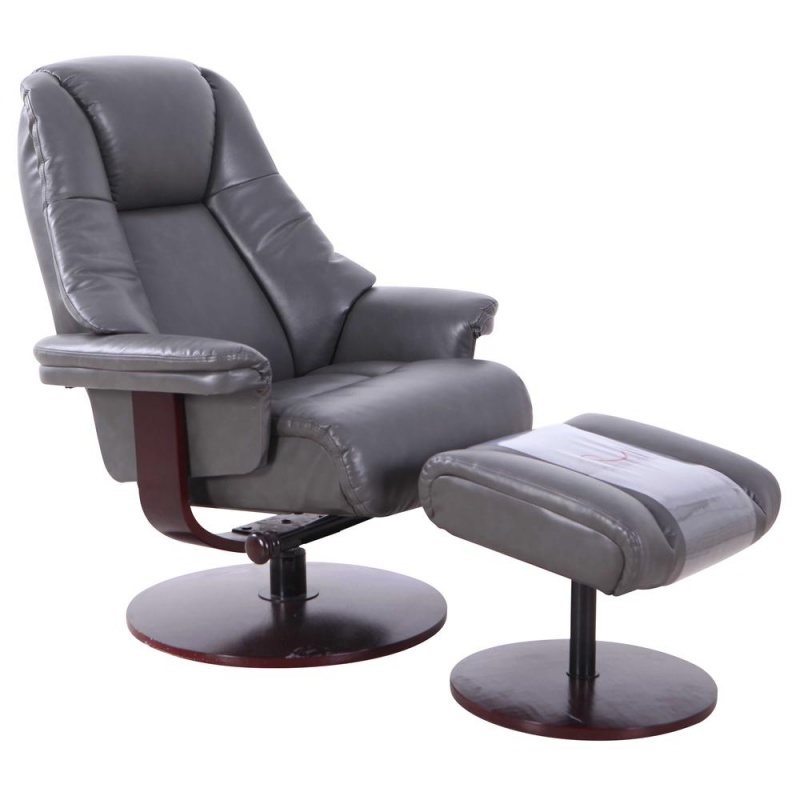Relax-R™ Lindley Recliner And Ottoman In Charcoal Air Leather