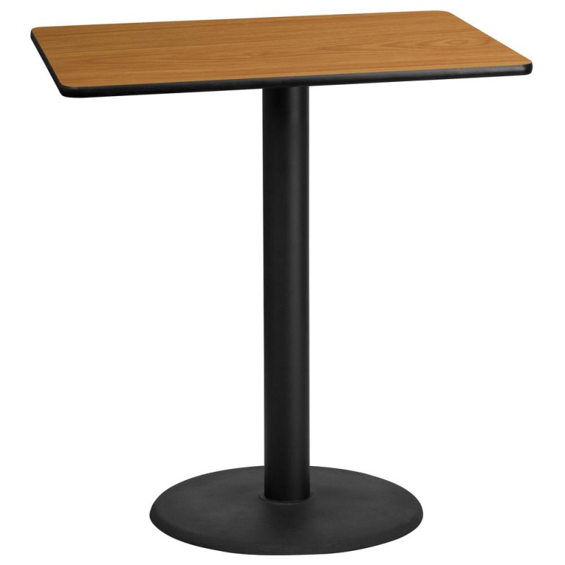 30'' X 42'' Rectangular Natural Table Top With 24'' Round Bar Height Table Base