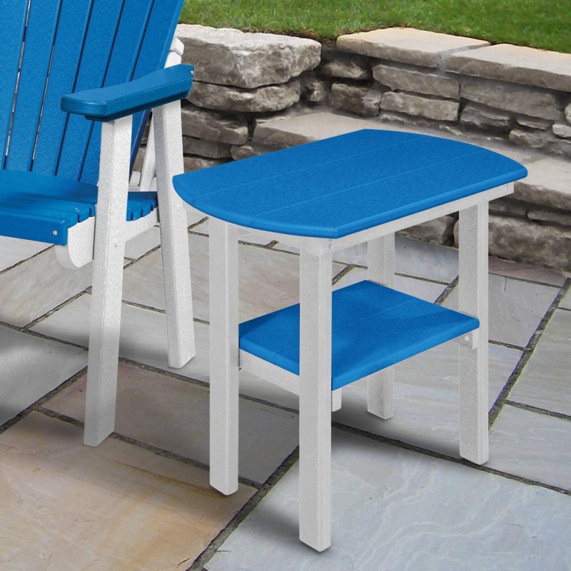 Blue Oval End Table with White Base