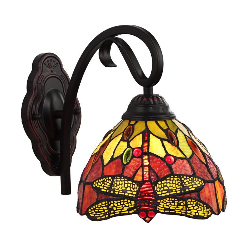 Chloe Lighting Empress Dragonfly Tiffany-Style Dark Bronze 1 Light Wall Sconce 8" Wide