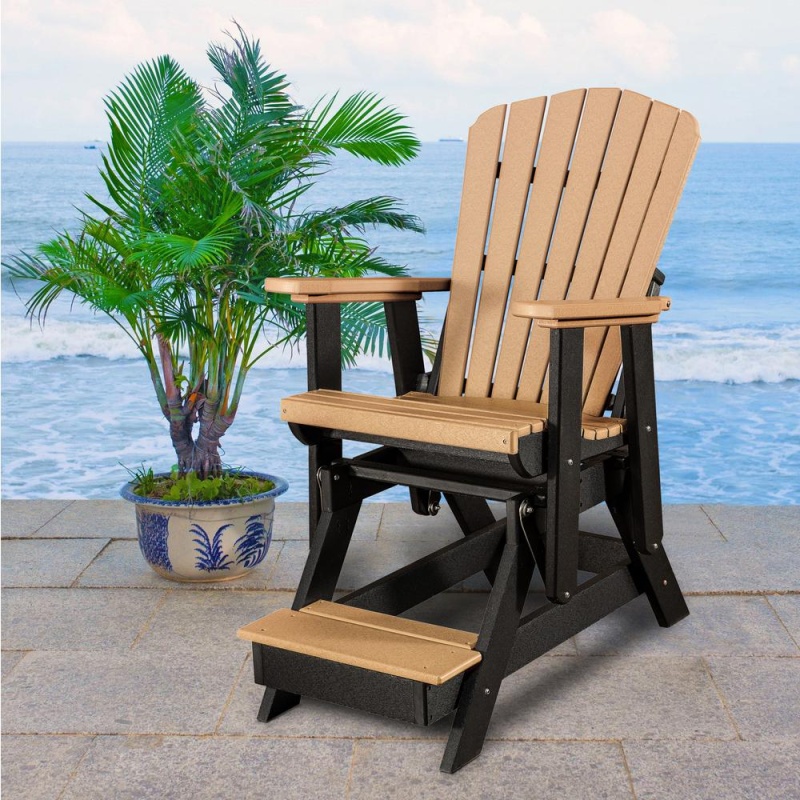 Os Home And Office Model 516Cbk Fan Back Balcony Glider In Cedar With A Black Base, Made In The Usa