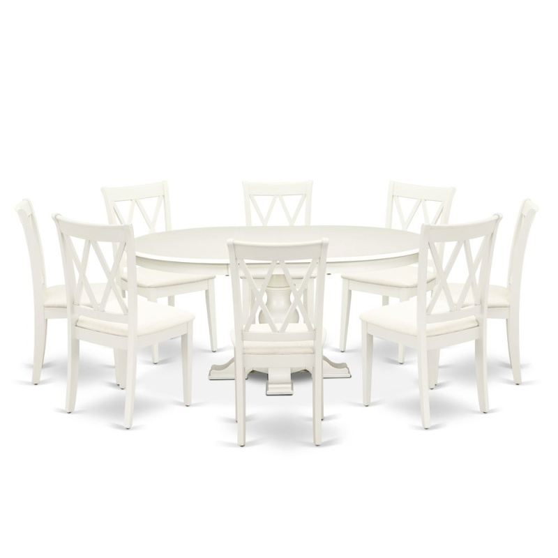 7-Piece Dining Table Set, Linen White