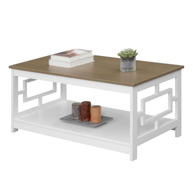 Town Square Coffee Table With Shelf, Driftwood/White