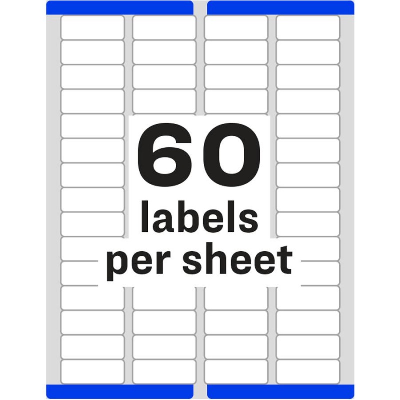 Avery® Easy Peel Mailing Laser Labels - 21/32" Width X 1 3/4" Length - Permanent Adhesive - Rectangle - Laser - White - Paper - 60 / Sheet - 100 Total Sheets - 6000 Total Label(S) - 6000 / Box