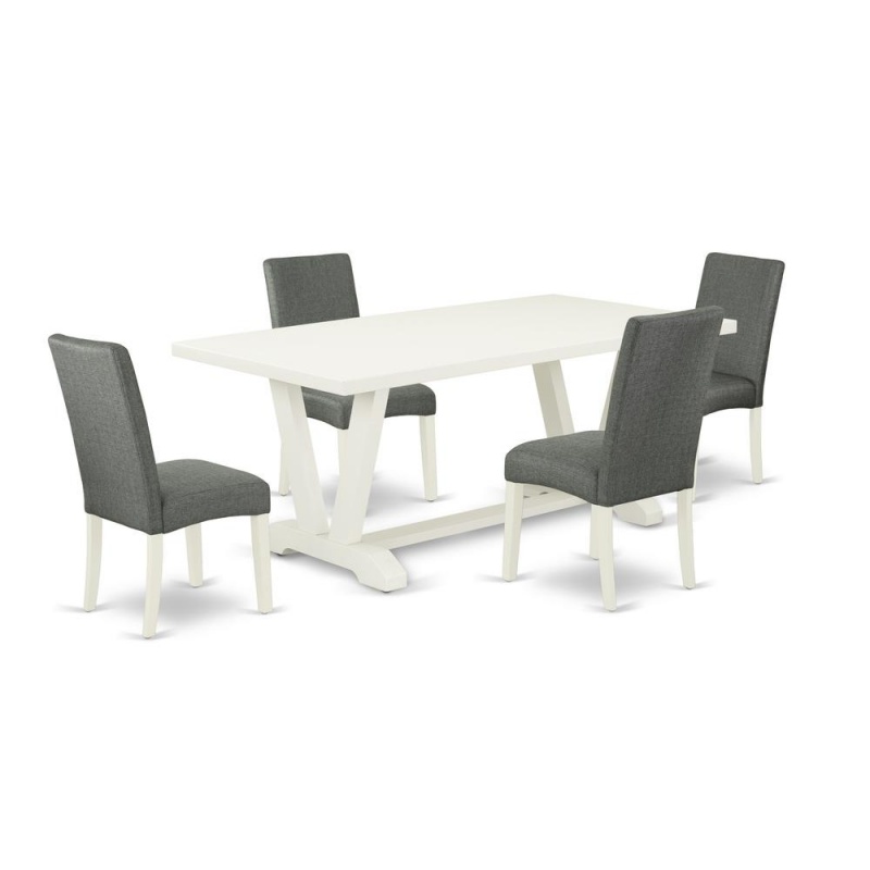 East West Furniture V027dr207-5 - 5-Piece Dining Room Table Set - 4 Parsons Dining Chairs And Dinette Table Hardwood Frame