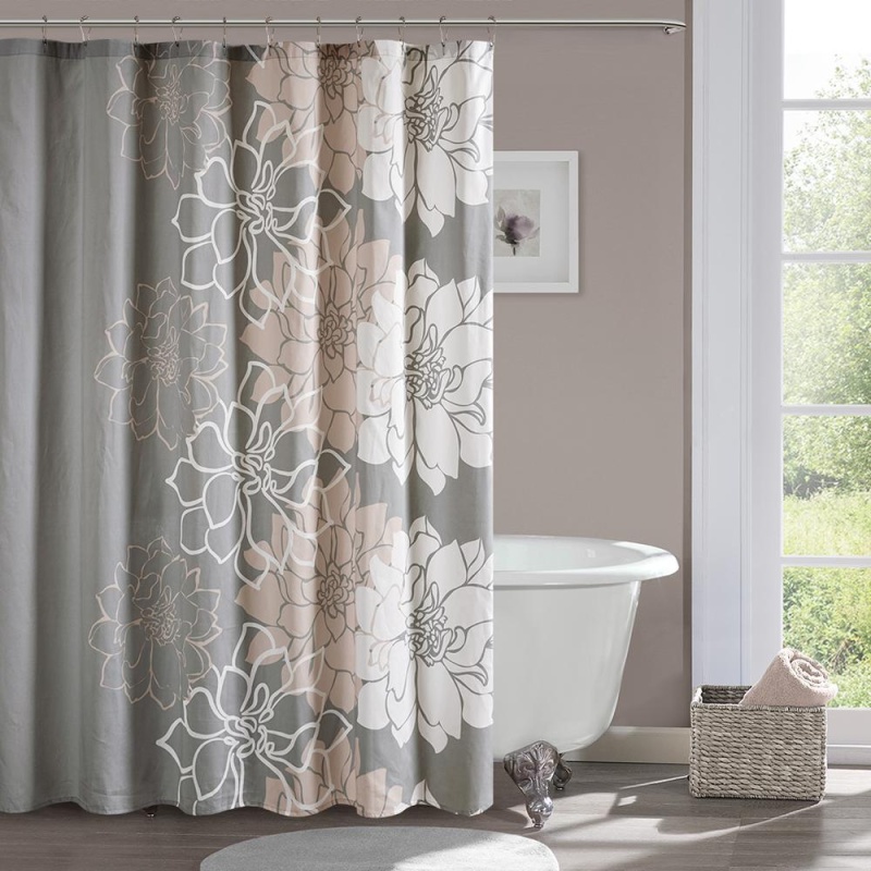 100% Cotton Floral Printed Shower Curtain