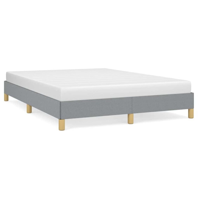 Bed Frame Light Gray Polyester Fabric, Plywood, Engineered Wood
