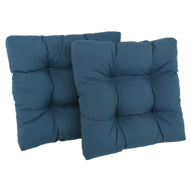 19-Inch Squared Twill Tufted Dining Chair Cushion (Set Of Two)