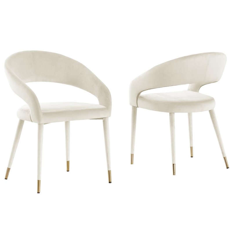 Jacques Velvet Cream Dining Chairs (Set Of 2)