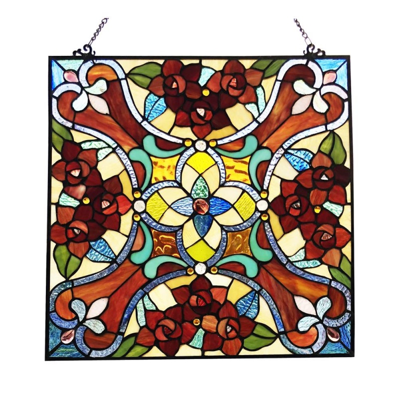 Noelle Victorian Tiffany-Glass Window Panel 20" Wide