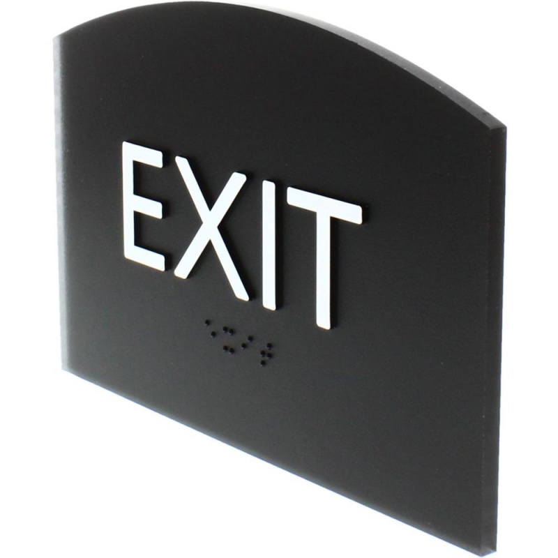 Lorell Exit Sign - 1 Each - 4.5" Width X 6.8" Height - Rectangular Shape - Easy Readability, Braille - Plastic - Black