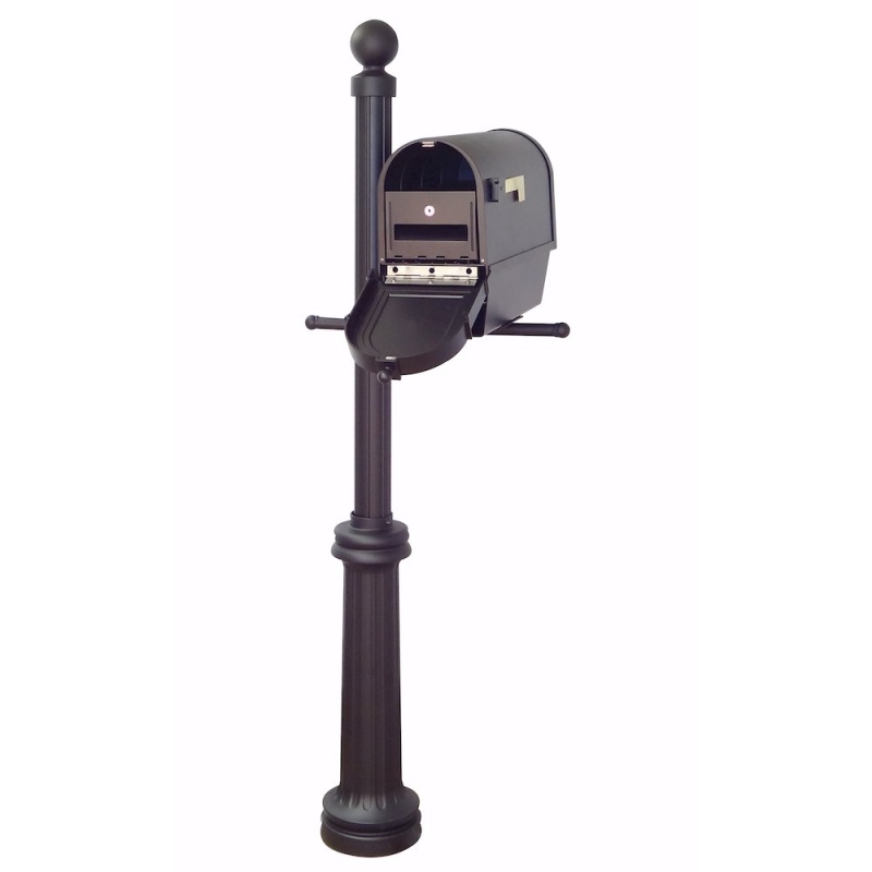 Berkshire Curbside Mailbox with Newspaper Tube, Locking Insert and Fresno Mailbox Post