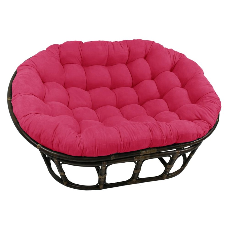Rattan Double Papasan Chair With Microsuede Cushion