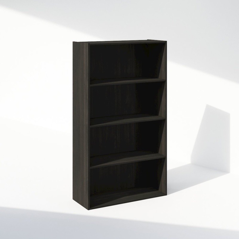 Simple Open Shelf 4-Tier Bookcase in Espresso