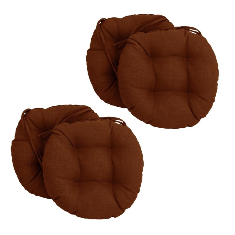 16-Inch Spun Polyester Solid Outdoor Round Tufted Chair Cushion