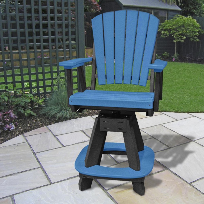 Os Home And Office Model 130-C-Bbk Counter Height Swivel Arm Chair In Blue With A Black Base, Made In The Usa