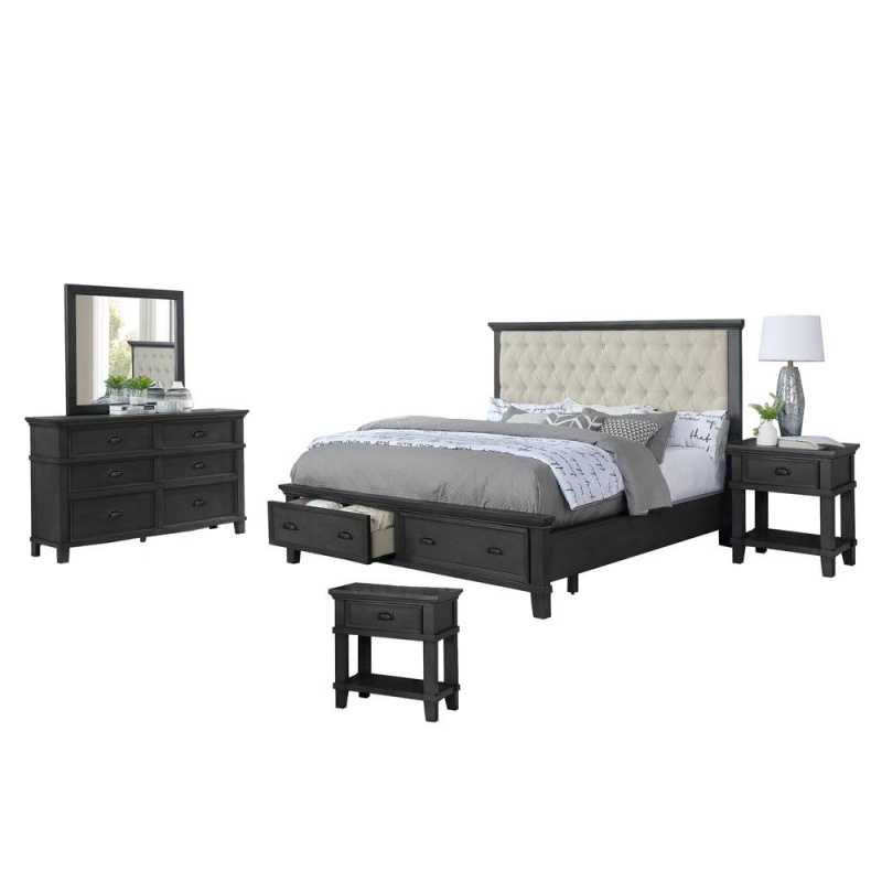 Sandy Platform 5 Piece Bedroom Set With Extra Night Stand, Queen