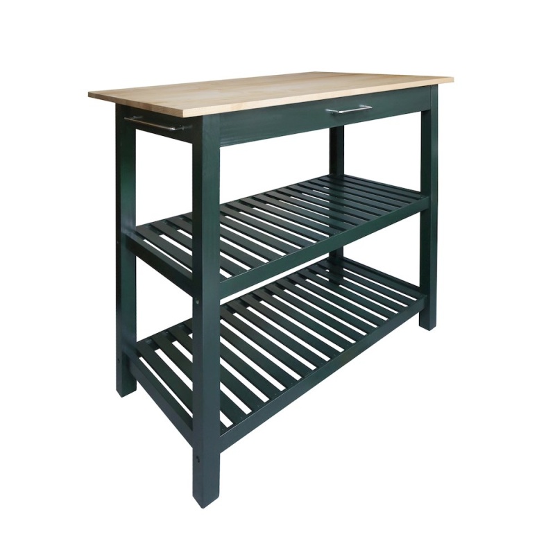 Kitchen Island With Solid American Hardwood Top, Hunter Green