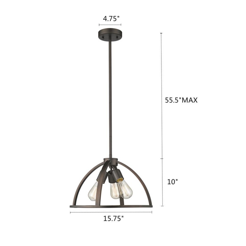 Ironclad Industrial 3 Light Rubbed Bronze Ceiling Pendant 16" Wide