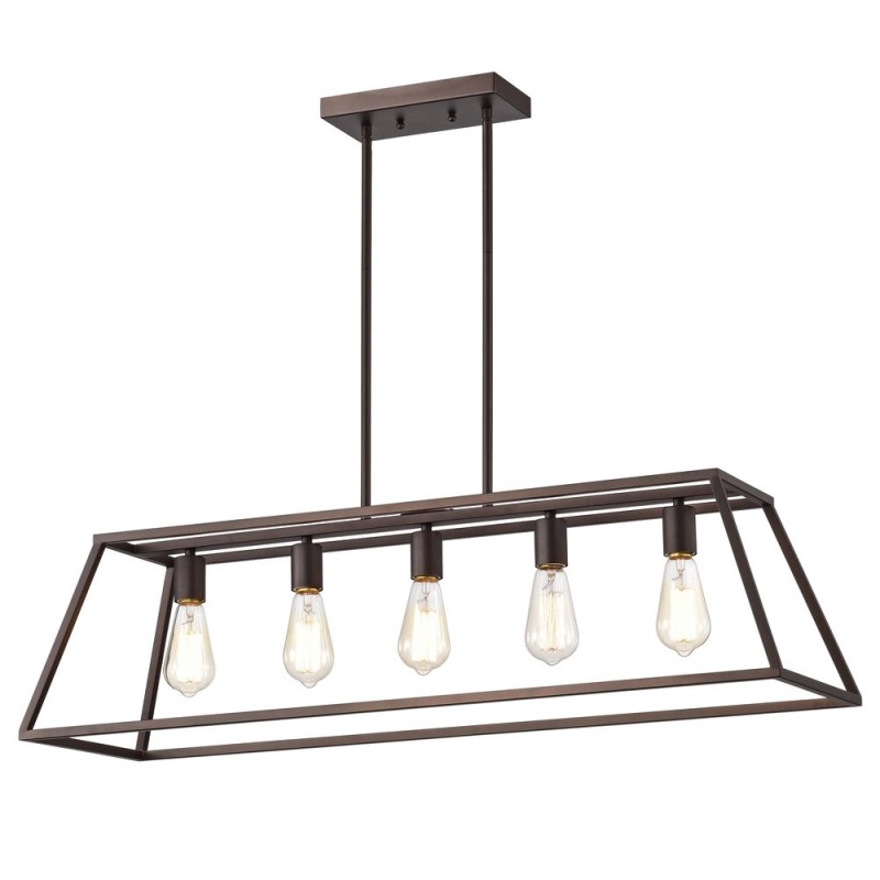 Chloe Lighting Ironclad Industrial 5 Light Oil Rubbed Bronze Island Pendant Ceiling Fixture 38" Wide