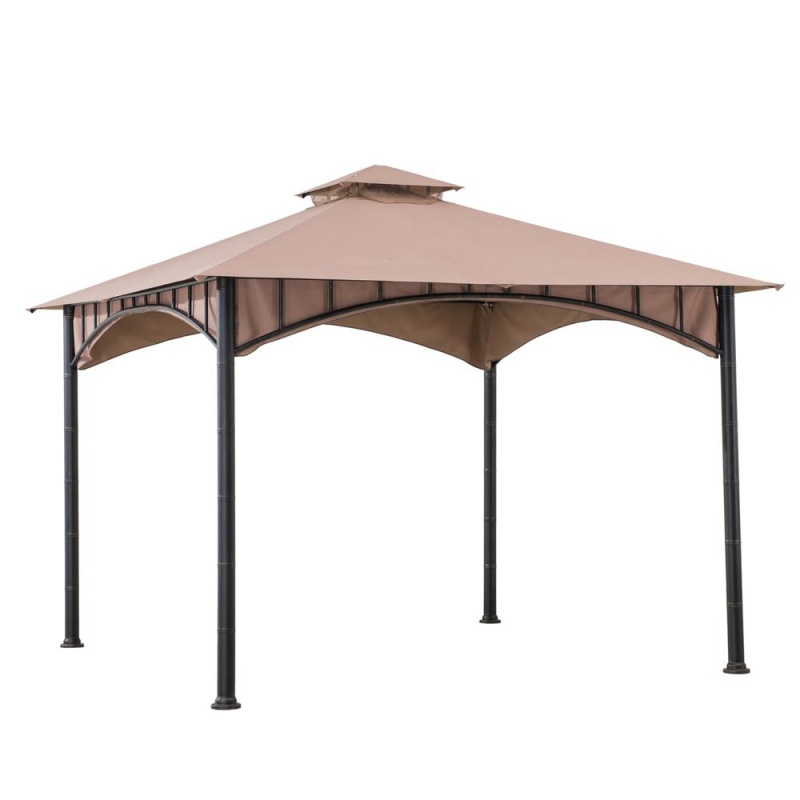 11Ft. X 11 Ft. 2-Tone Bronze Bamboo Steel Gazebo With 2-Tier Hip Roof