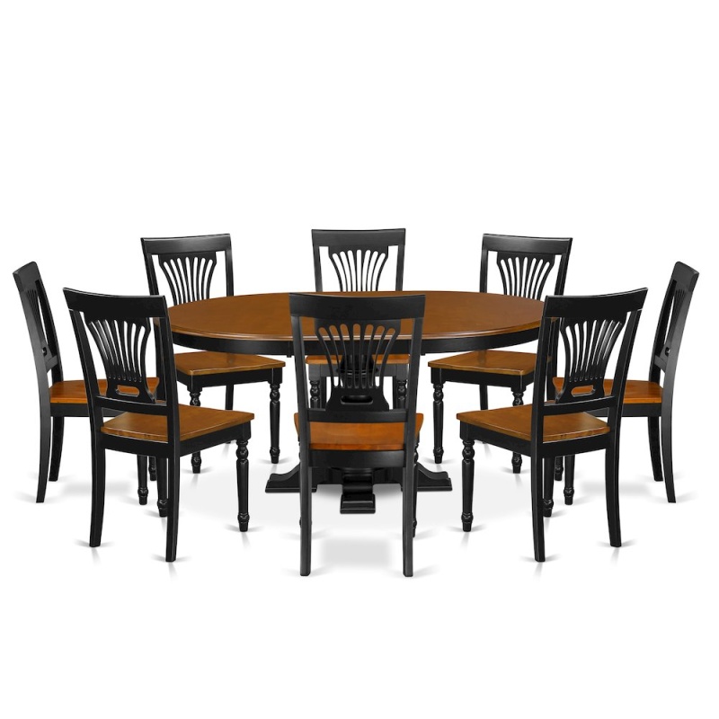 9-Piece Dining Room Set, Black & Cherry