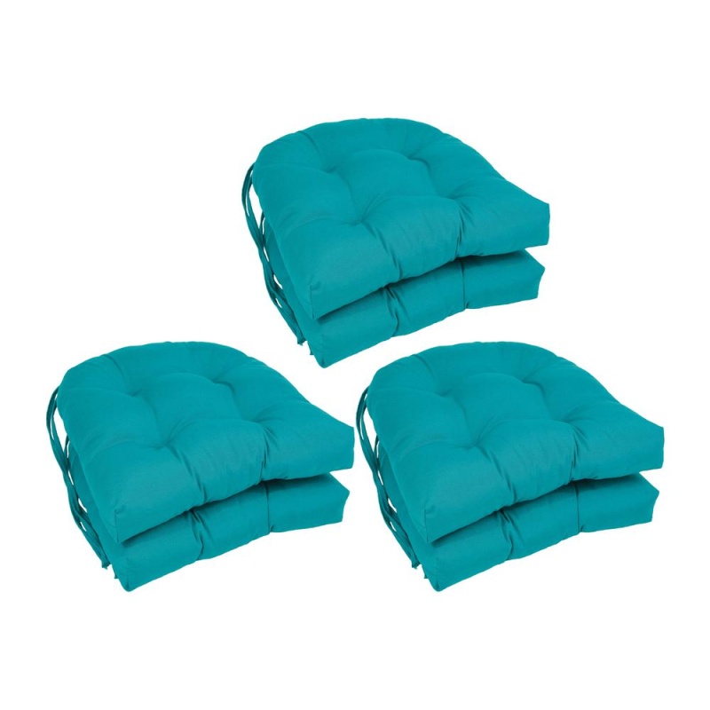16-Inch Solid Twill U-Shaped Tufted Chair Cushions (Set Of 6) 916X16us-T-6Ch-Tw-Ab