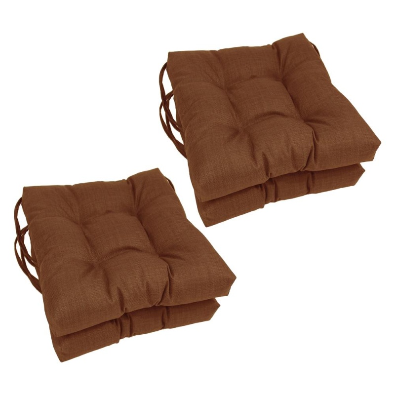 16-Inch Spun Polyester Solid Outdoor Square Tufted Chair Cushion