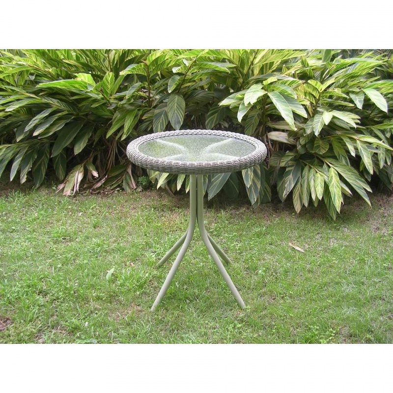 Outdoor Resin Wicker And Glass-Top Bistro Table