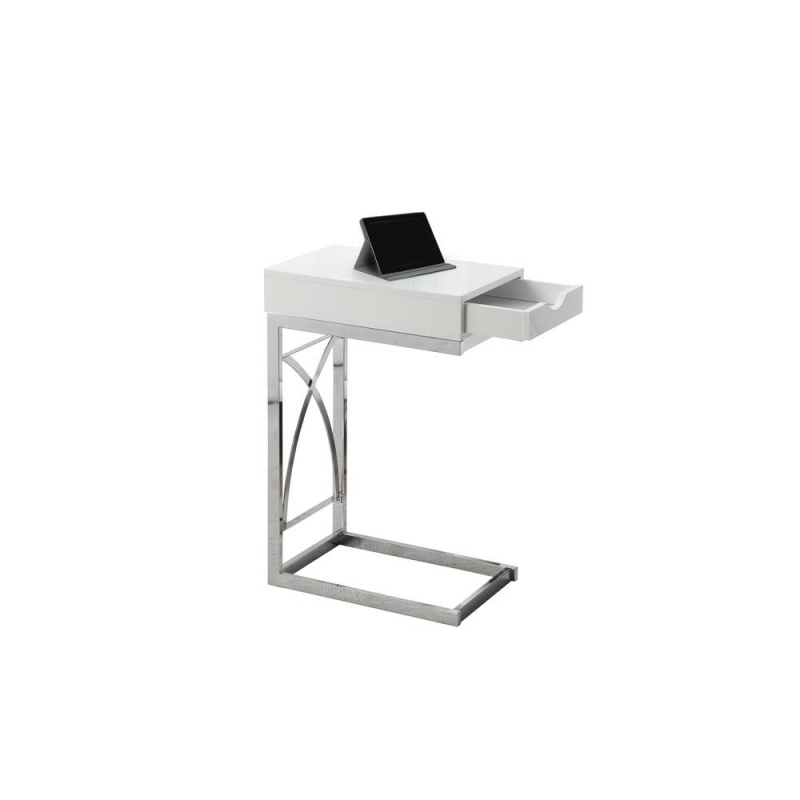 Accent Table, C-Shaped, End, Side, Snack, Storage Drawer, Living Room, Bedroom