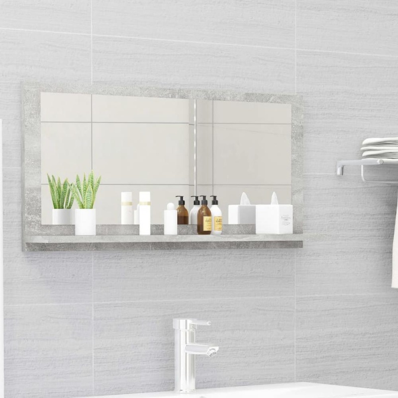 Vidaxl Bathroom Mirror Concrete Gray 31.5"X4.1"X14.6" Chipboard 4575