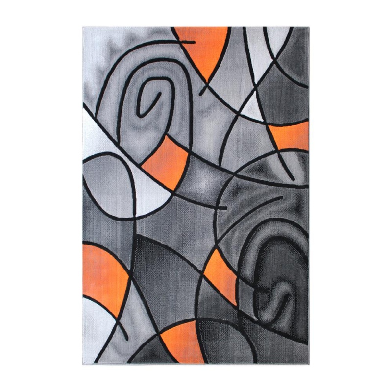 5' X 7' Orange Abstract Area Rug - Olefin Rug