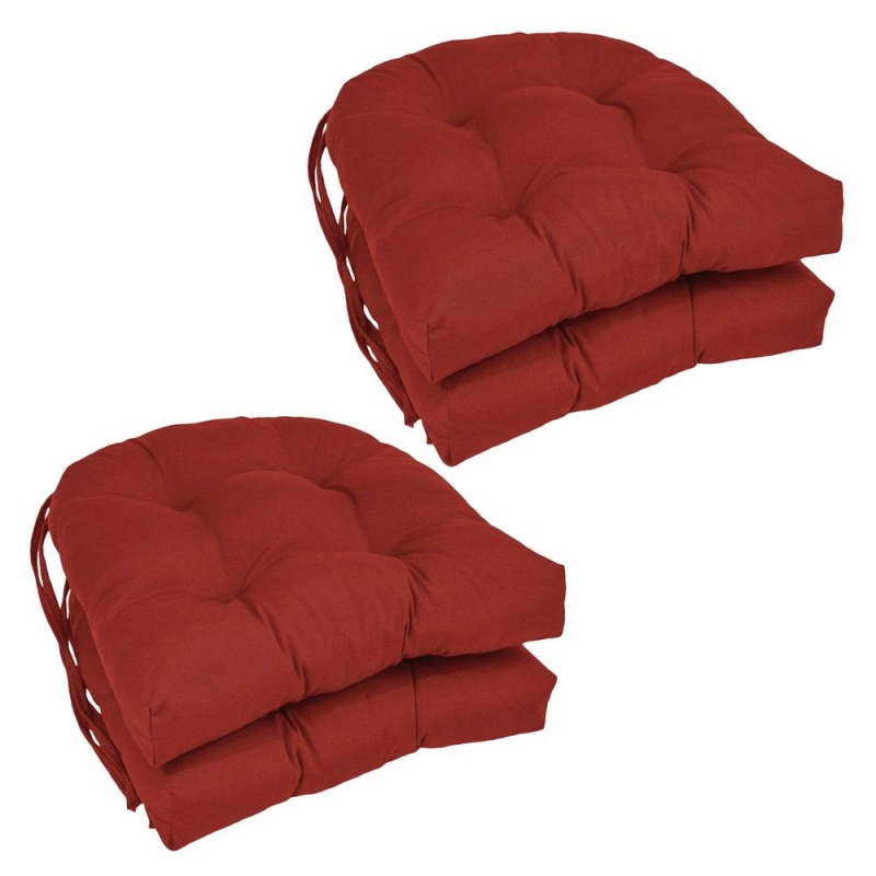 16-Inch Solid Twill U-Shaped Tufted Chair Cushions (Set of 4)