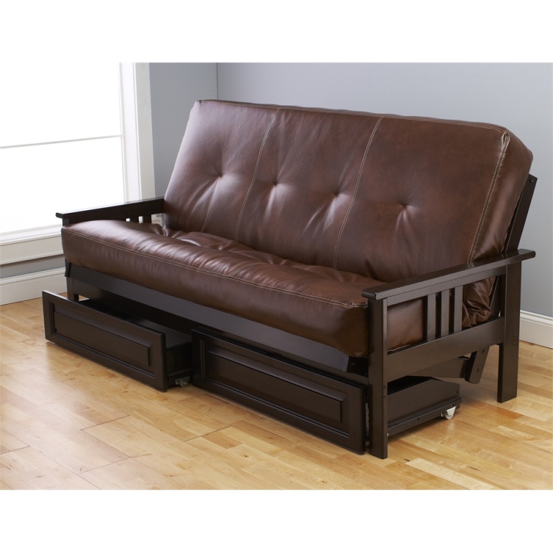 Monterey Frame-Espresso Finish-Oregon Trail Saddle Mattress-Storage Drawers