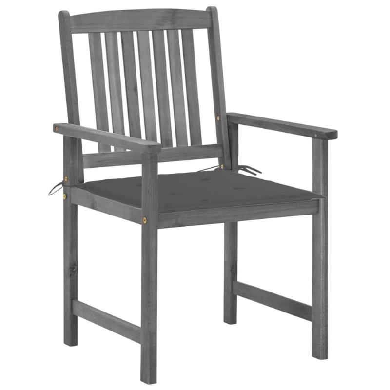 Vidaxl Director's Chairs With Cushions 2 Pcs Gray Solid Acacia Wood 1221