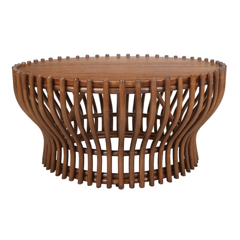 Sona Rattan Coffee Table W/ Wood Top - Cane Brown