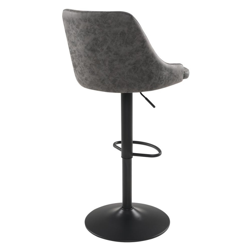Sylmar Height Adjustable Stool In Charcoal Faux Leather