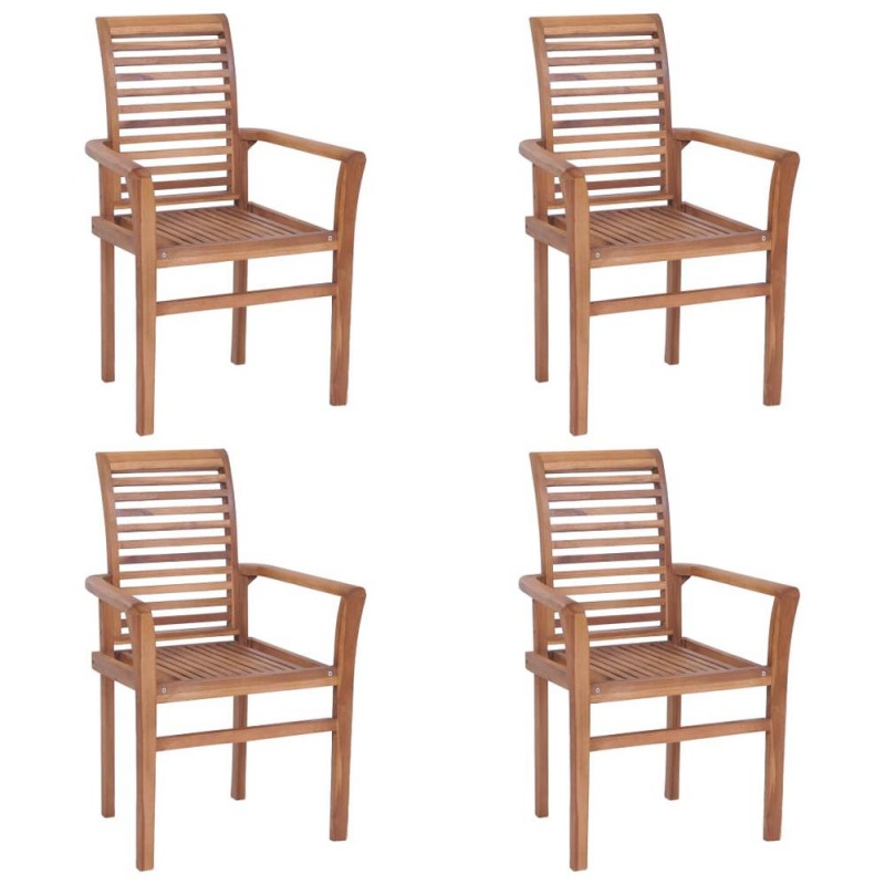 Vidaxl Dining Chairs 4 Pcs With Anthracite Cushions Solid Teak Wood 2637