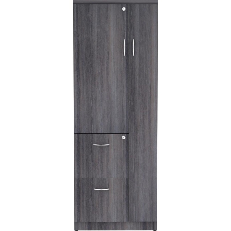 Lorell Essentials/Revelance Tall Storage Cabinet - 23.6" X 23.6"65.6" - 2 Drawer(S) - 2 Shelve(S) - Material: Medium Density Fiberboard (Mdf), Particleboard - Finish: Weathered Charcoal - Abrasion Res