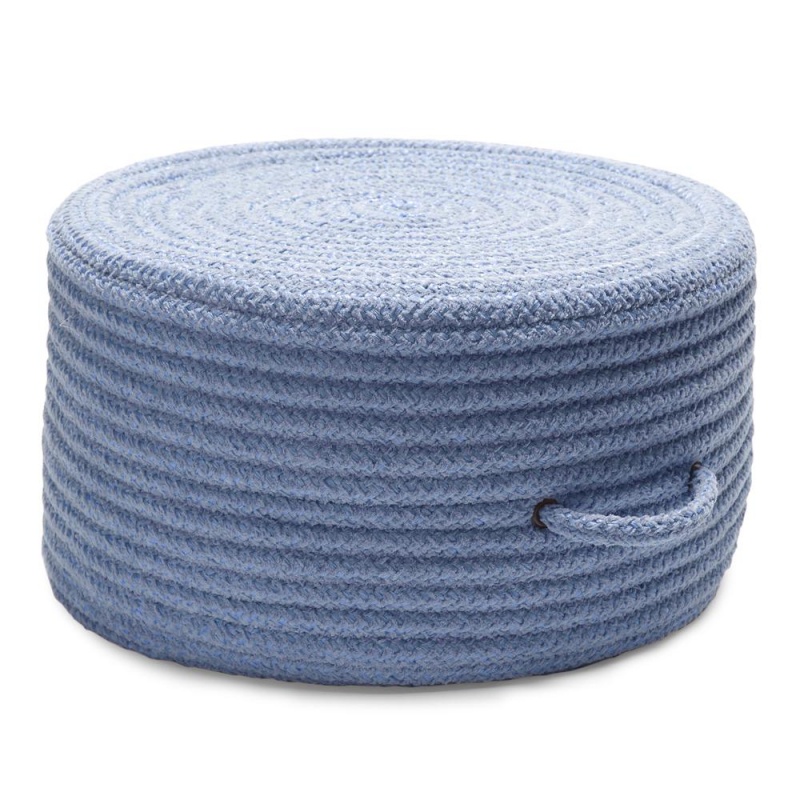 Solid Chenille Pouf Blue Ice 20X11