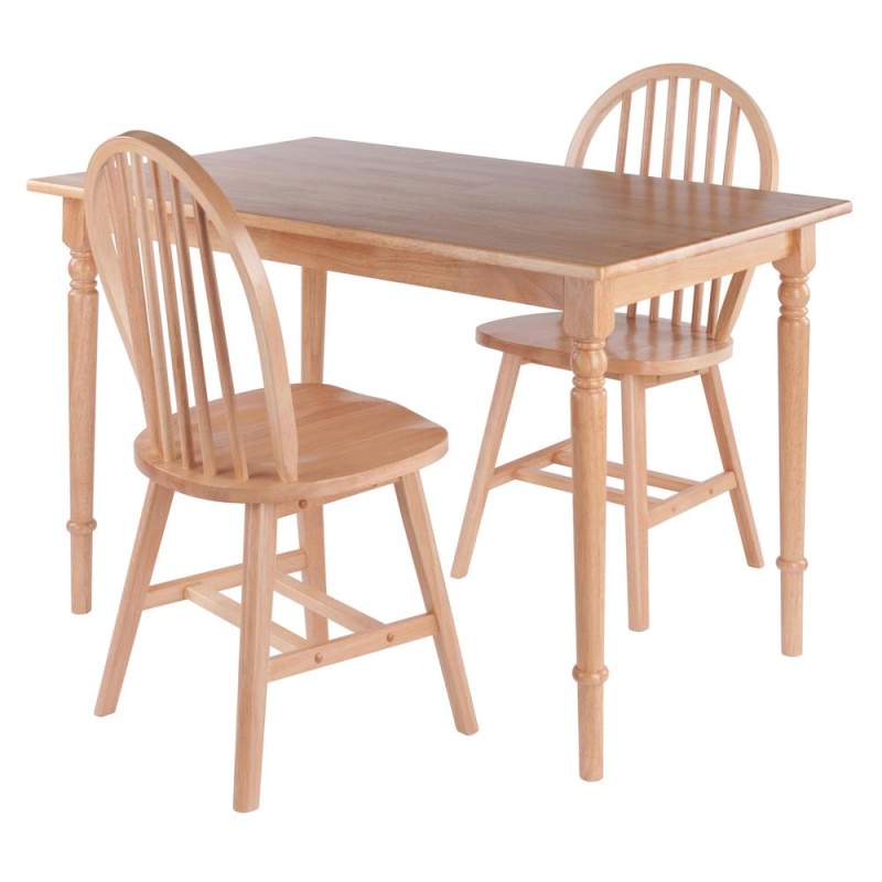 Ravenna 3-Pc Dining Table With Windsor Chairs, Natural