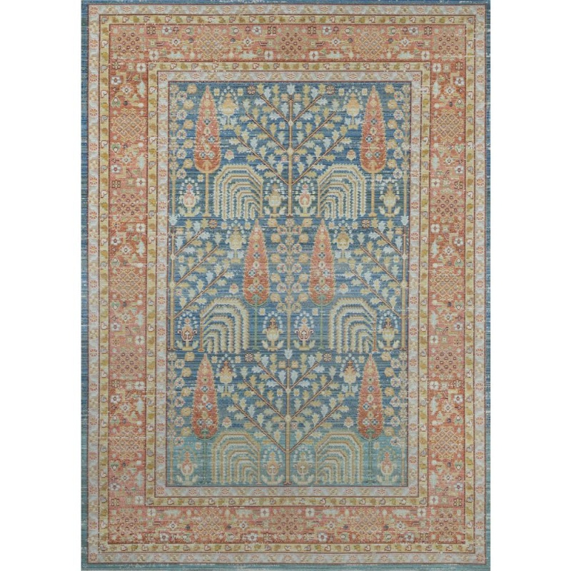 Traditional Rectangle Area Rug, Blue, 5'3" X 7'3"