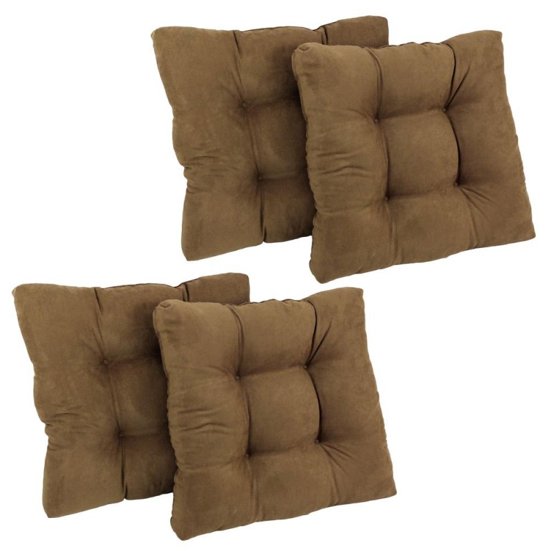 19-Inch Squared Microsuede Tufted Dining Chair Cushion (Set Of Four)