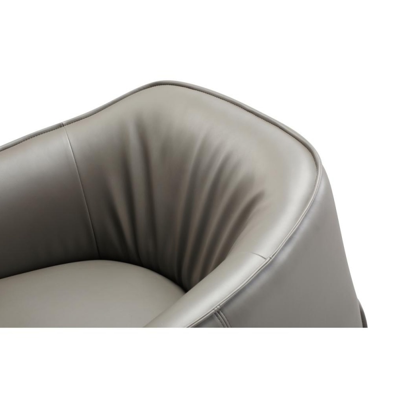 Benbow Leisure Chair, Dark Grey Faux Leather. Sanded Black Coated Steel Base
