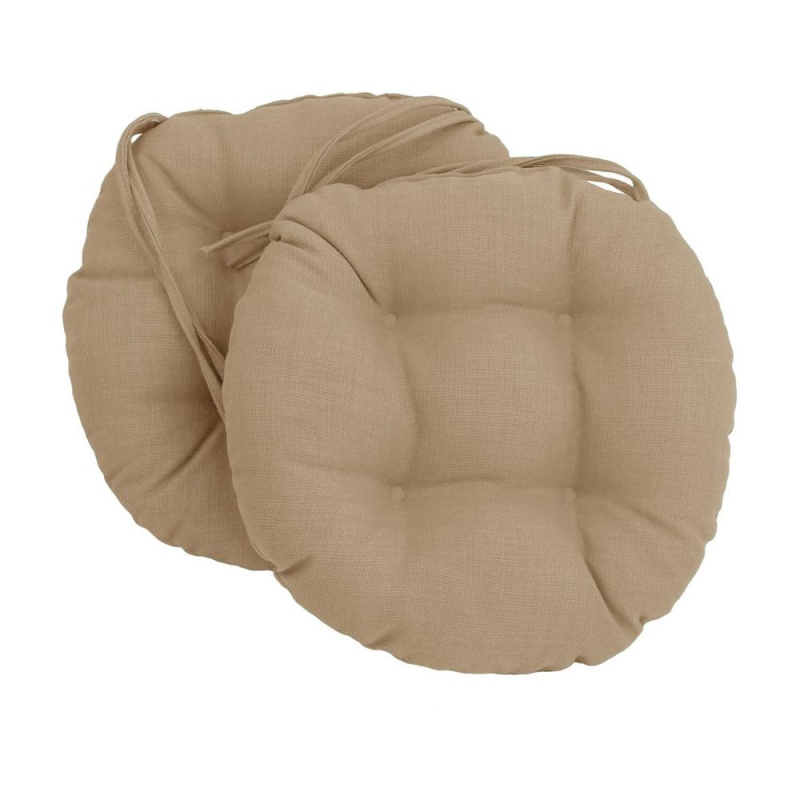 16-Inch Spun Polyester Solid Outdoor Round Tufted Chair Cushion